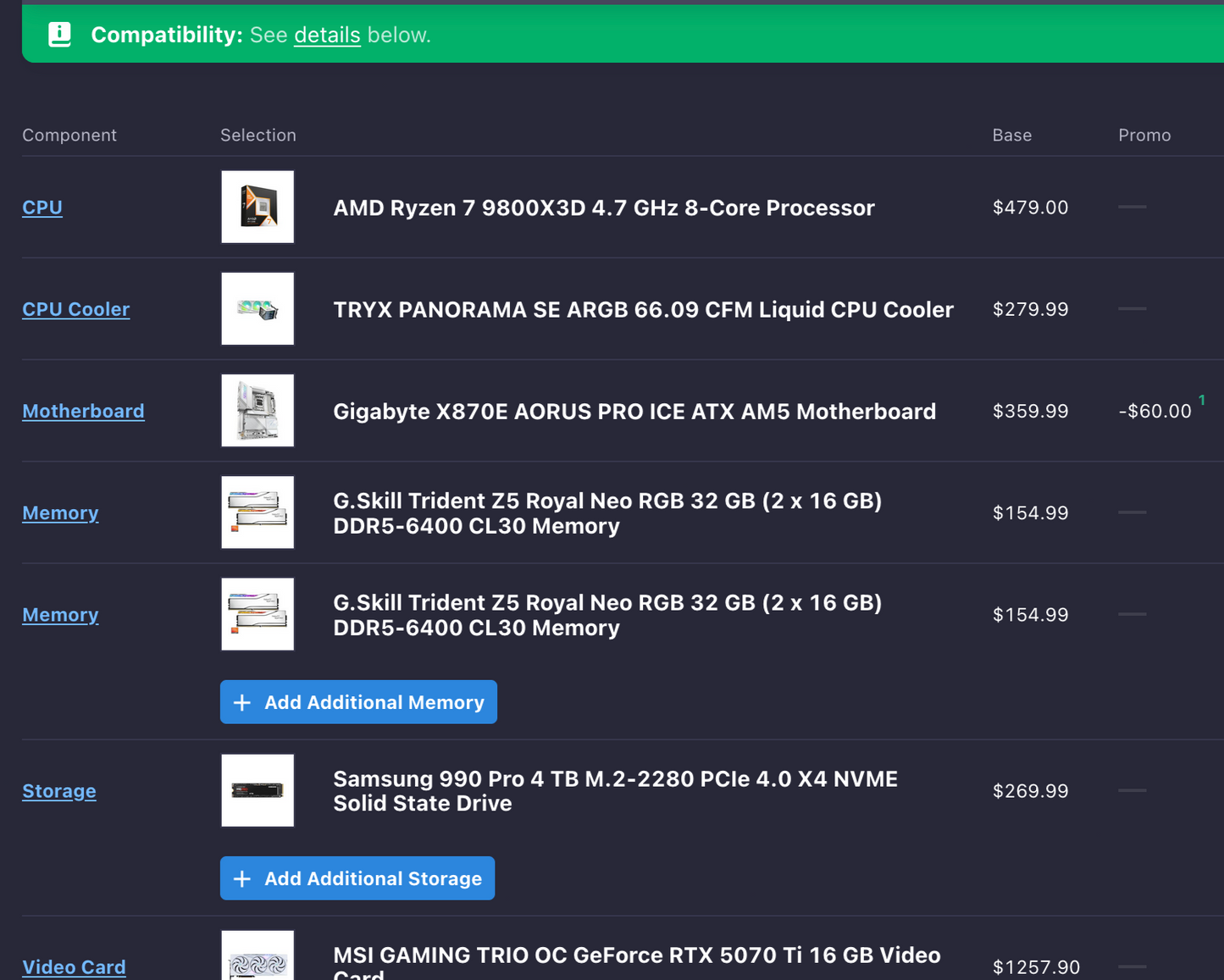 PC Parts List Consultation